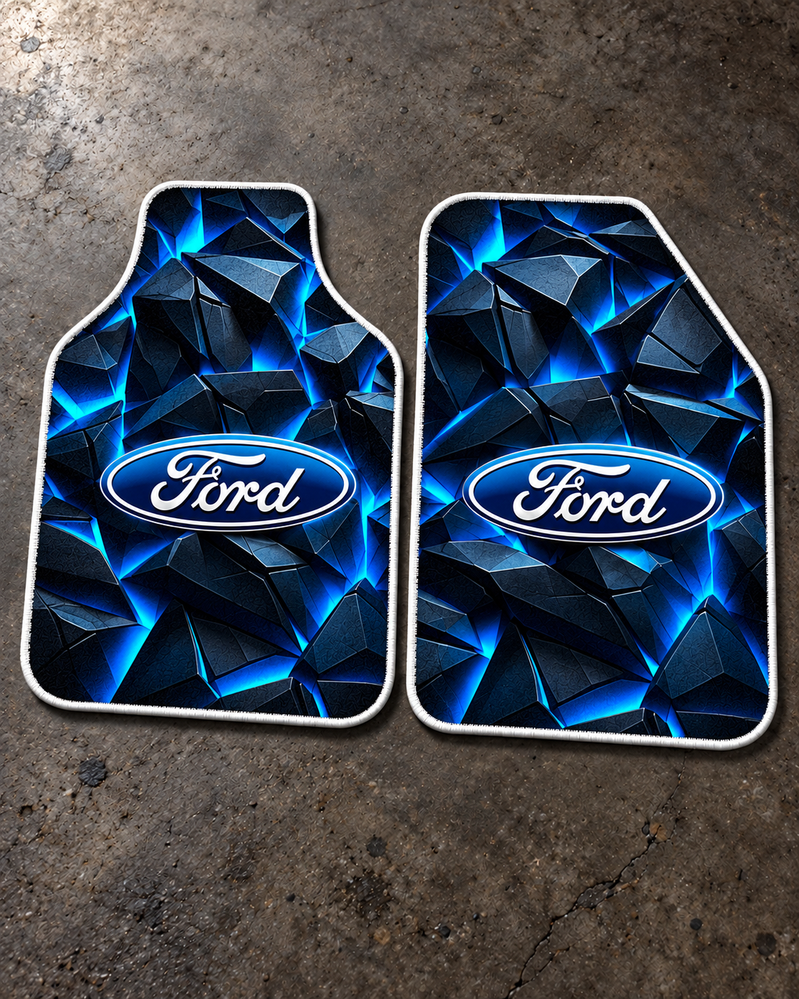 Ford Mavi Kırık Taş — beton zeminde ön paspaslar — son kalıp