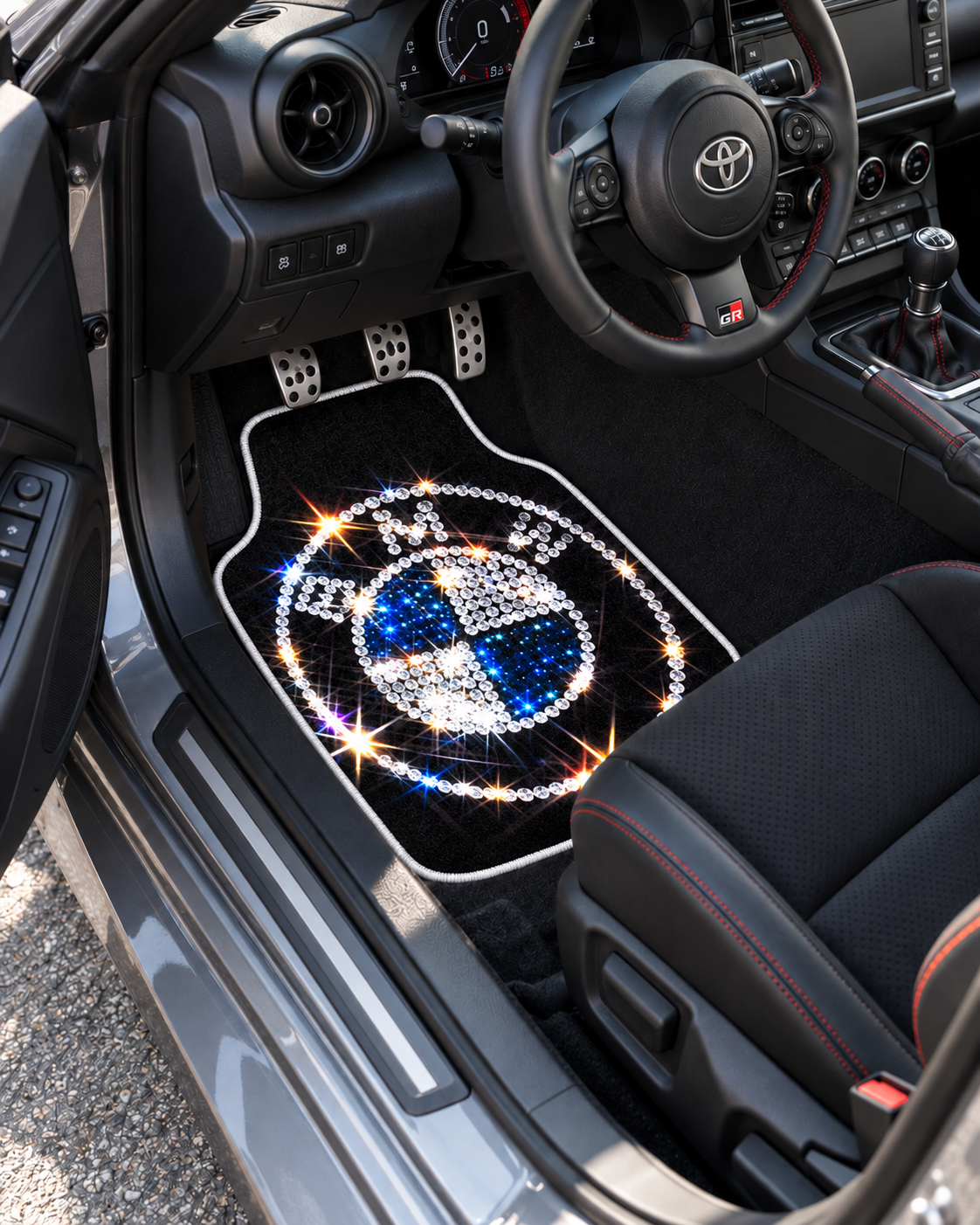 BMW Kristal Yörünge — sol sürücü kapısından araç içi — son kalıp, beyaz overlok
