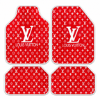 LV Kırmızı Monogram — 4 parça takım vitrini — son kalıp, beyaz overlok