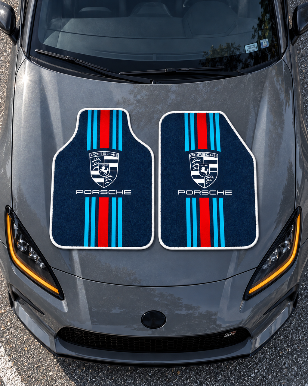 Porsche Lacivert Rota — tepeden gri GR86 kaputu — son kalıp