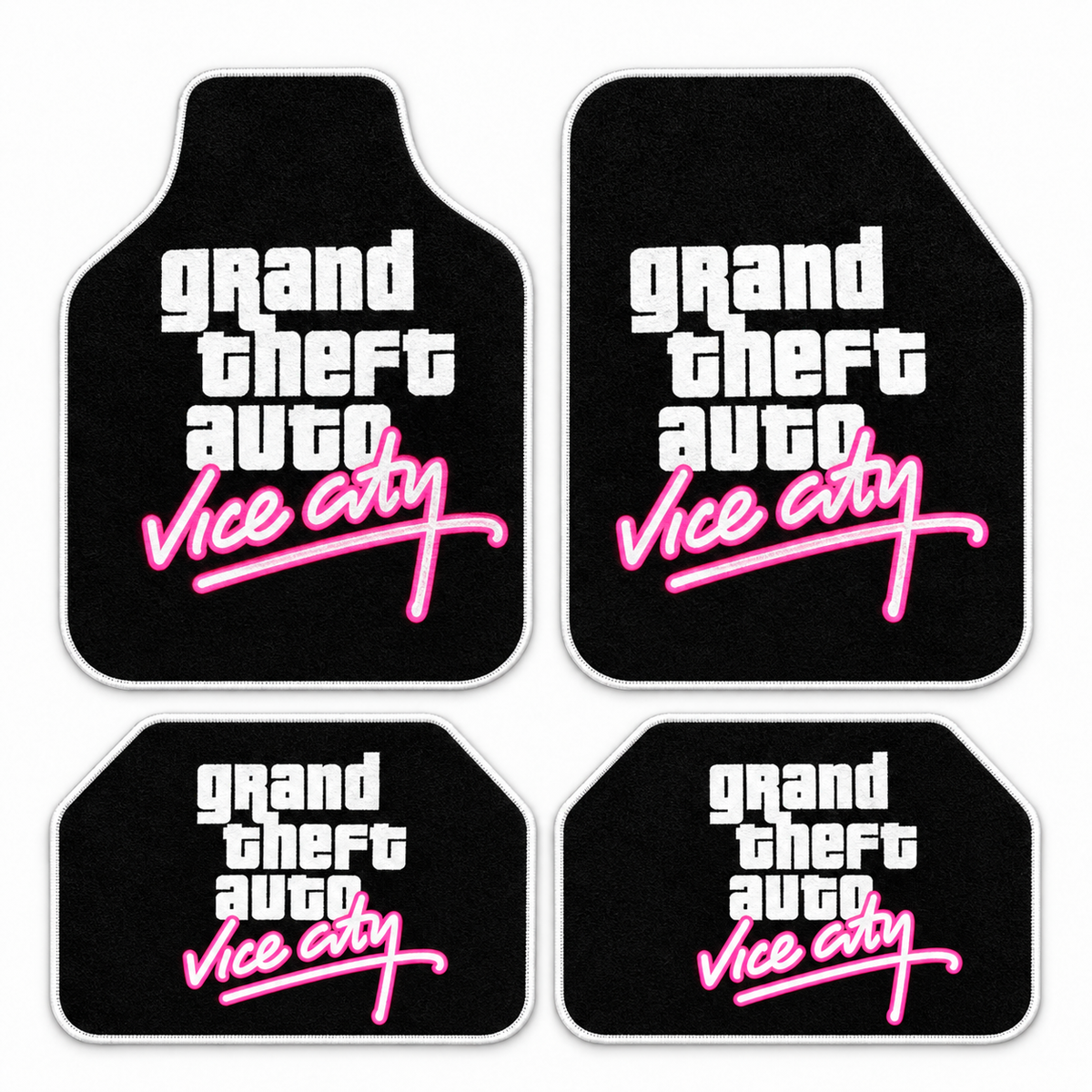 GTA Vice City İmza — 4 parça takım vitrini — son kalıp, beyaz overlok