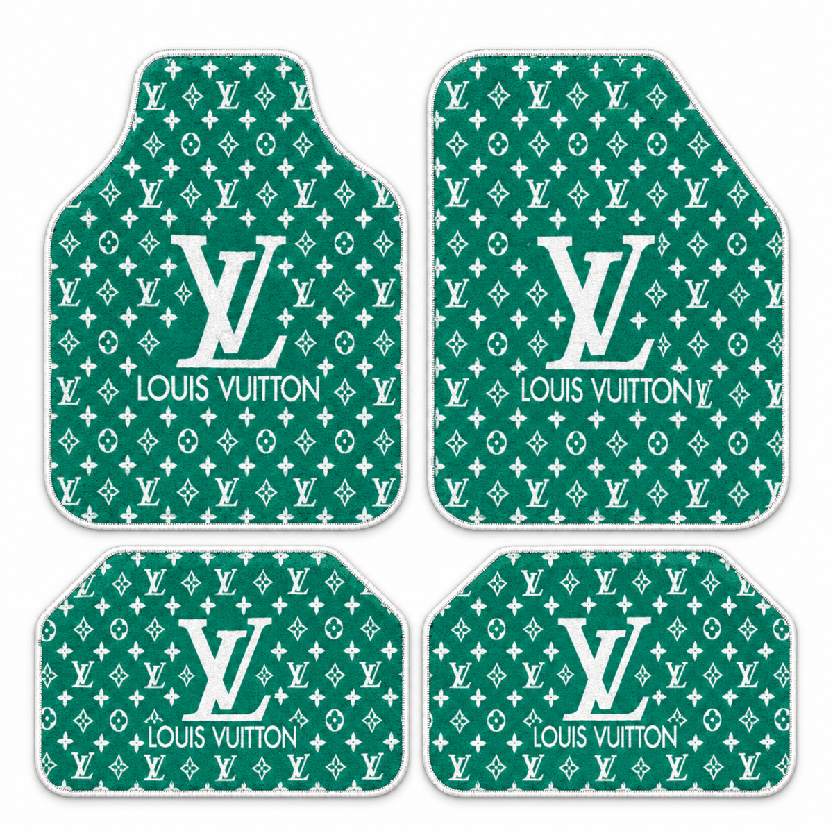 LV Yeşil Monogram — 4 parça takım vitrini — son kalıp, beyaz overlok