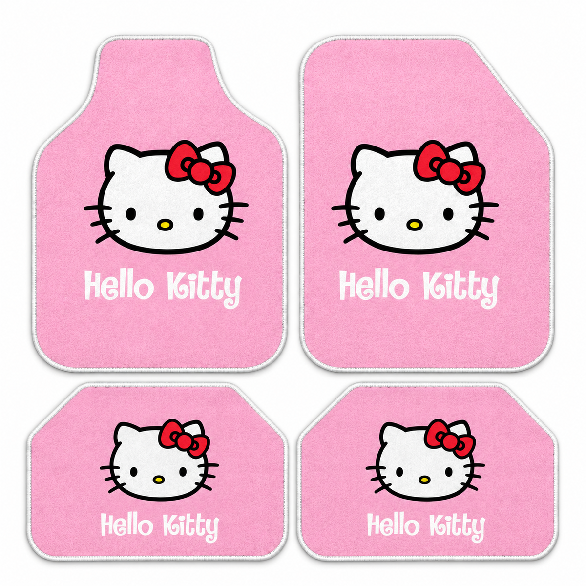 Hello Kitty Pembe — 4 parça takım vitrini — son kalıp, beyaz overlok