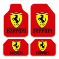 Ferrari Kırmızı Amblem — 4 parça takım vitrini — son kalıp, beyaz overlok