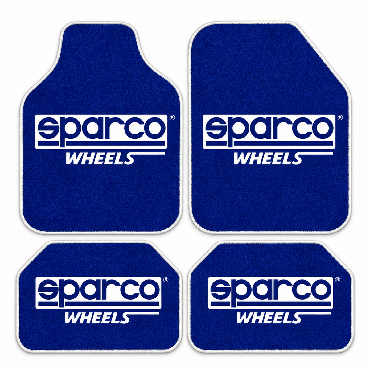 Sparco Lacivert İmza — 4 parça takım vitrini — son kalıp, beyaz overlok