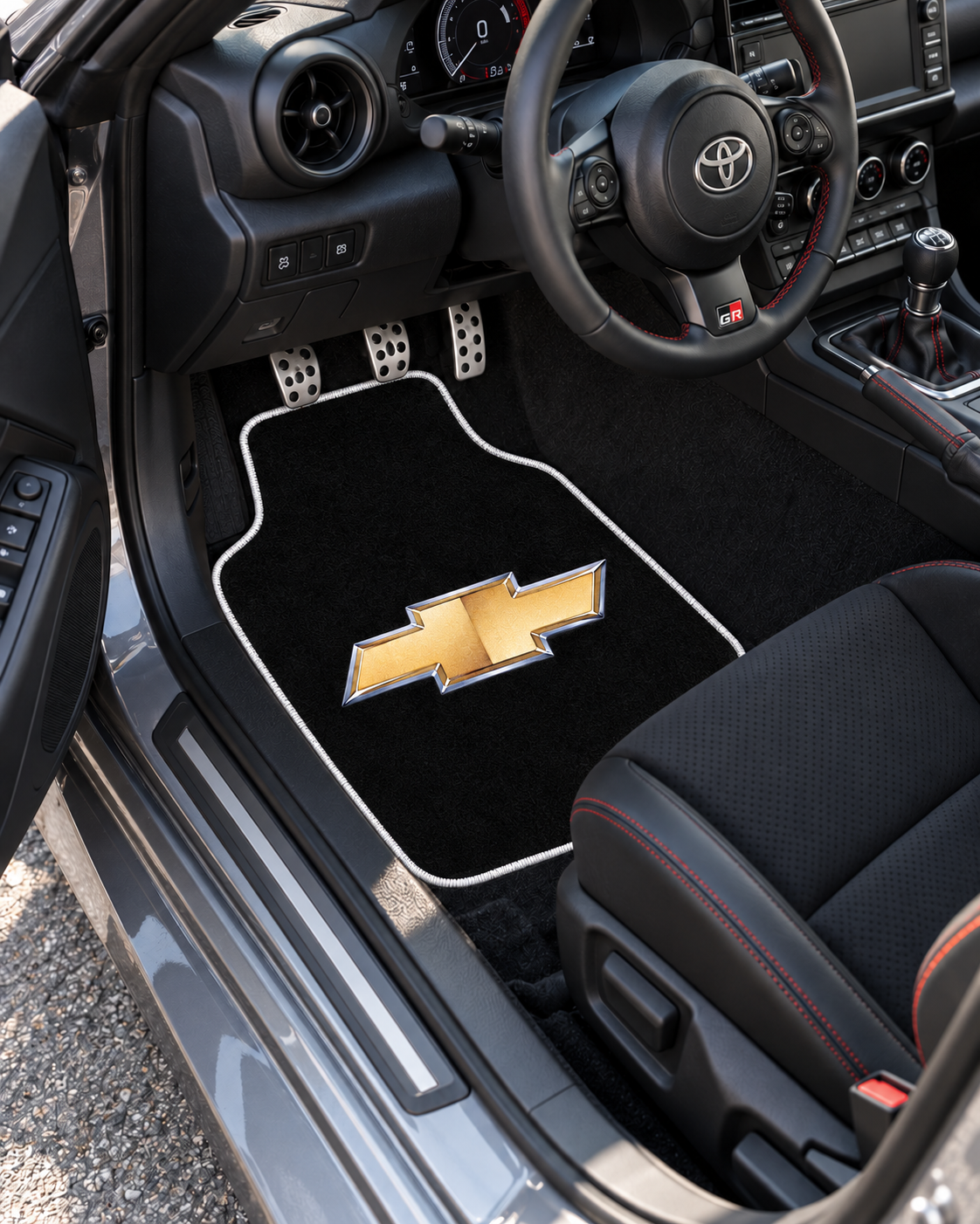 Chevrolet Gece Amblemi — sol sürücü kapısından araç içi — son kalıp, beyaz overlok