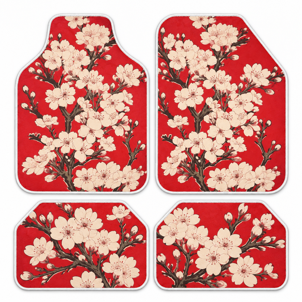 Kırmızı Sakura — takim — son onaylı kalıp, beyaz overlok