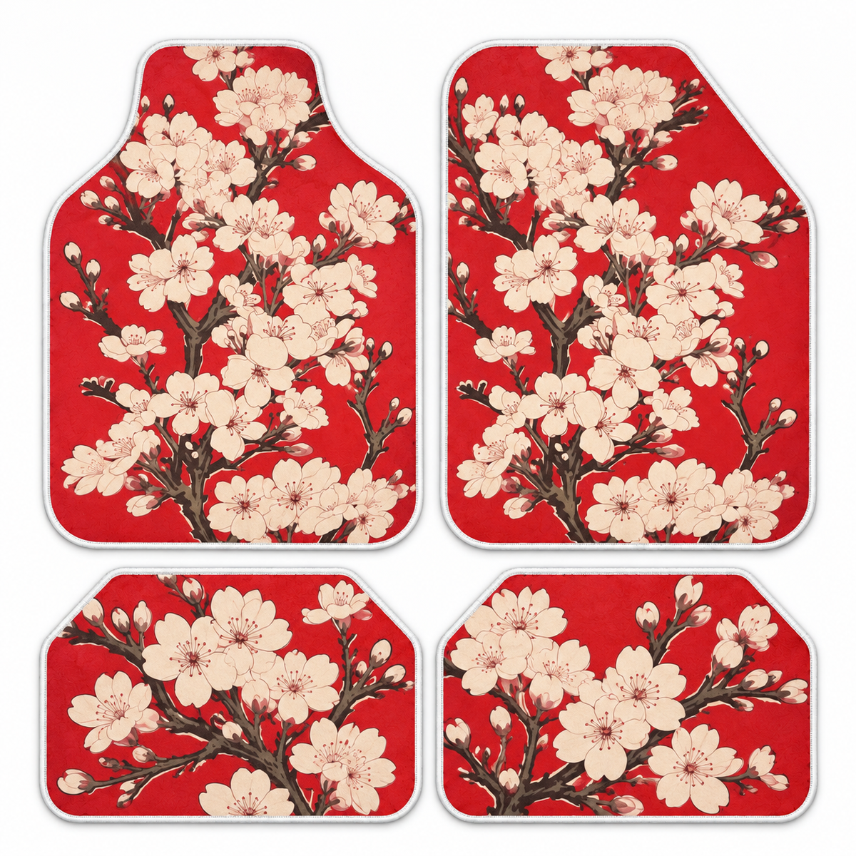 Kırmızı Sakura — takim — son onaylı kalıp, beyaz overlok