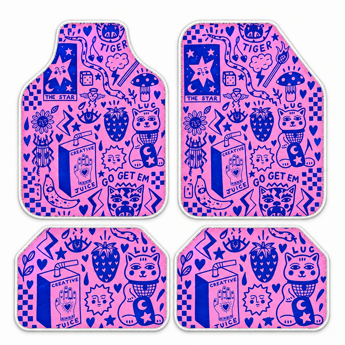 Pembe Doodle Kolaj — takim — son onaylı kalıp, beyaz overlok