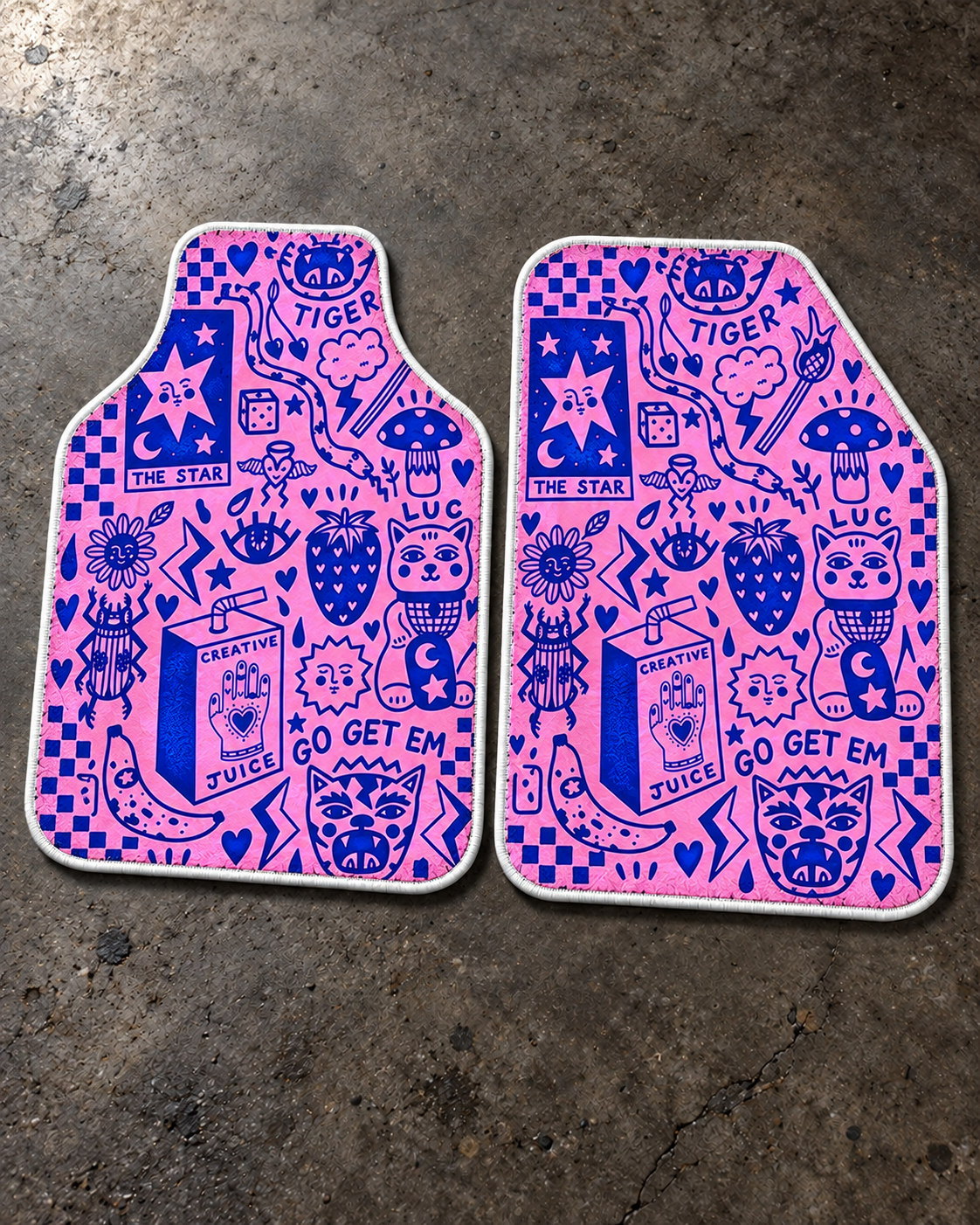 Pembe Doodle Kolaj — zemin — son onaylı kalıp, beyaz overlok
