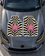 Zebra Pembe Arma — tepeden gri GR86 kaputu — son kalıp, beyaz overlok