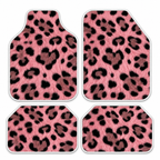 Pembe Pelüş Leopar — 4 parça takım vitrini — son kalıp, beyaz overlok